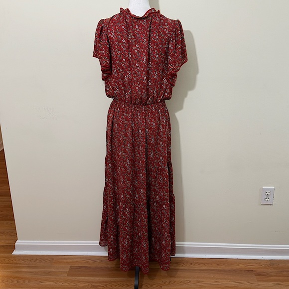 NWOT MAX STUDIO || Floral Flutter-Sleeve Maxi Dress Sz Xl - Picture 5 of 14